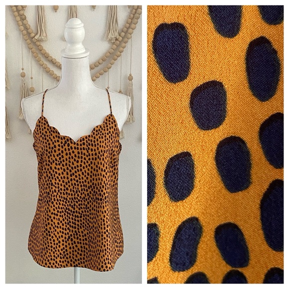 J. Crew Tops - J. Crew leopard print cami tank top scalloped cami golden yellow contemporary 4